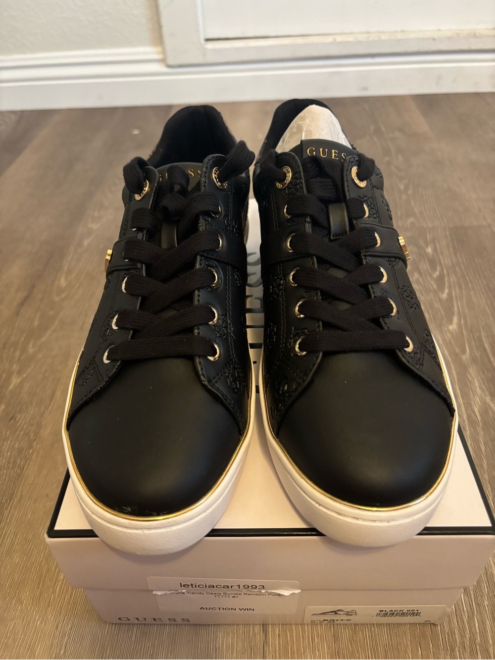 GUESS Black Sneakers with Gold Trim and Logo - Picture 4 of 10